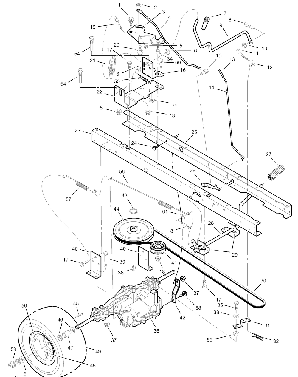 Motion Drive Diagram and Parts List for 312002X98A 2003 Briggs and Stratton Lawn Tractor